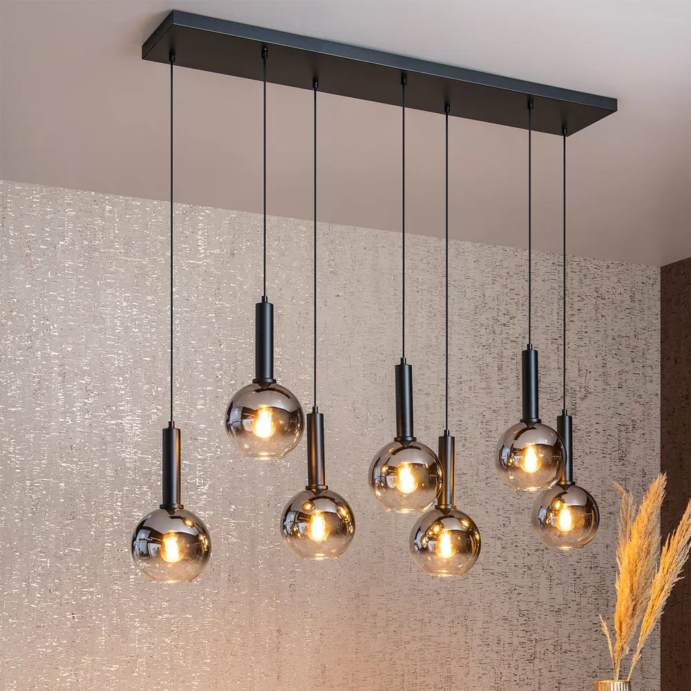 Hanglamp Marius | 7 Lampen | Zwart Lucide
