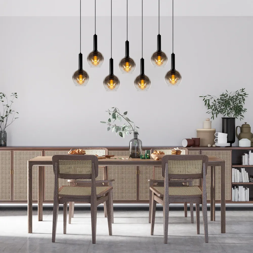 Hanglamp Marius | 7 Lampen | Zwart Lucide