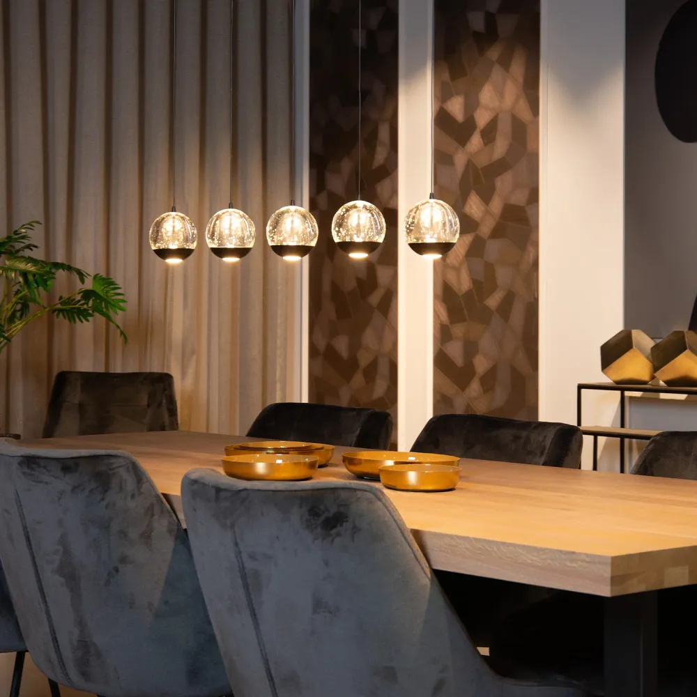 Hanglamp Sentubal | 5 op rij | Zwart Lucide