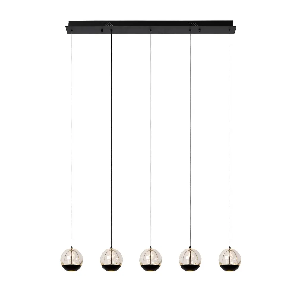Hanglamp Sentubal | 5 op rij | Zwart Lucide