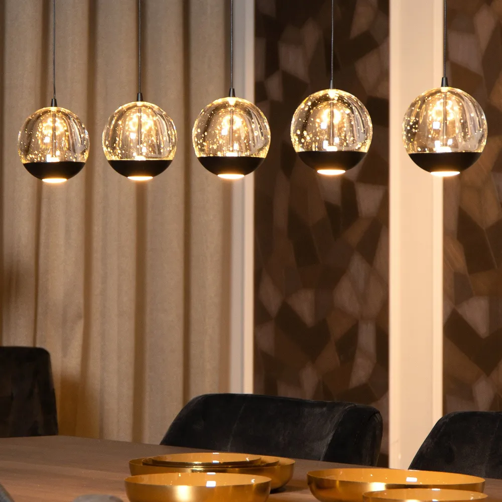 Hanglamp Sentubal | 5 op rij | Zwart Lucide