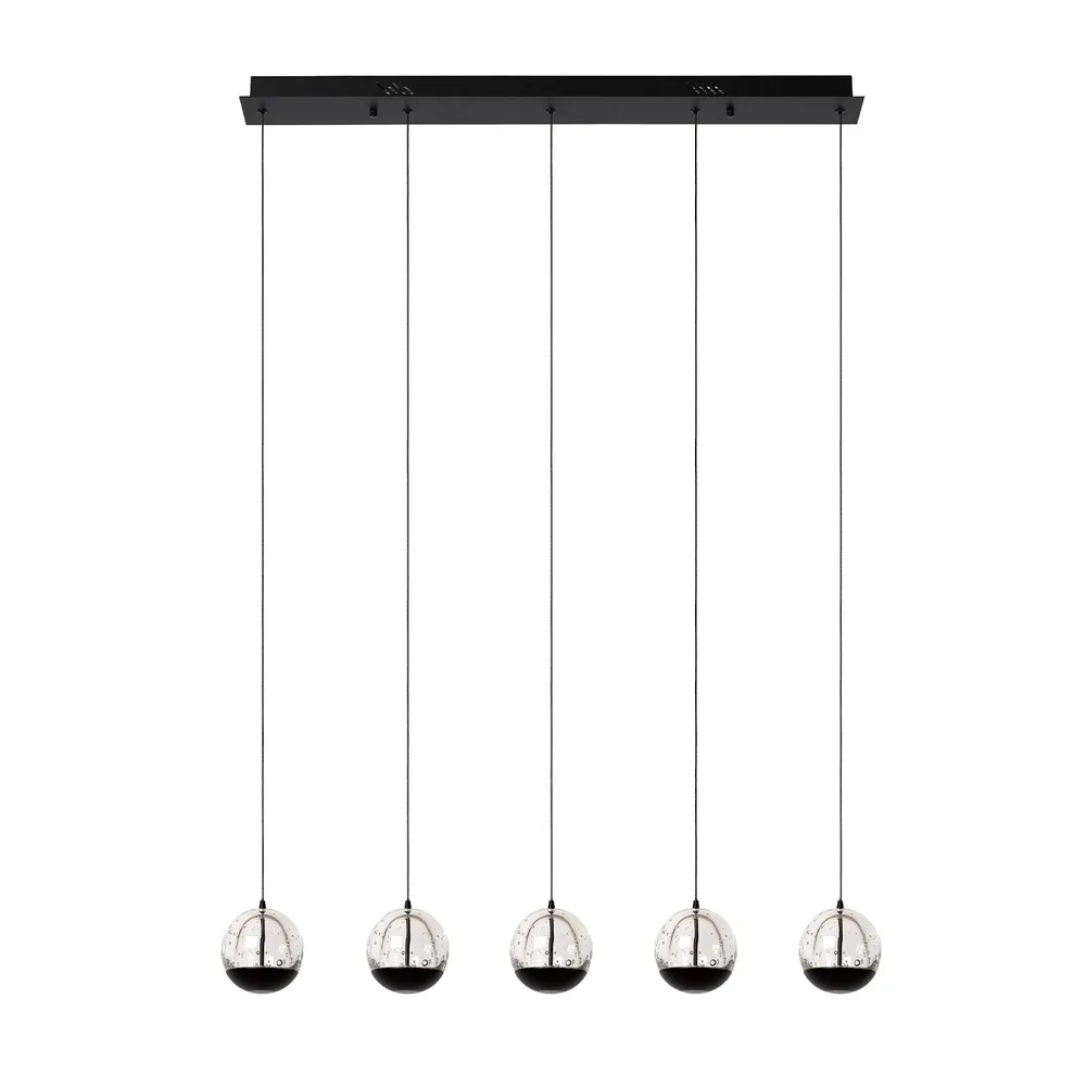 Hanglamp Sentubal | 5 op rij | Zwart Lucide