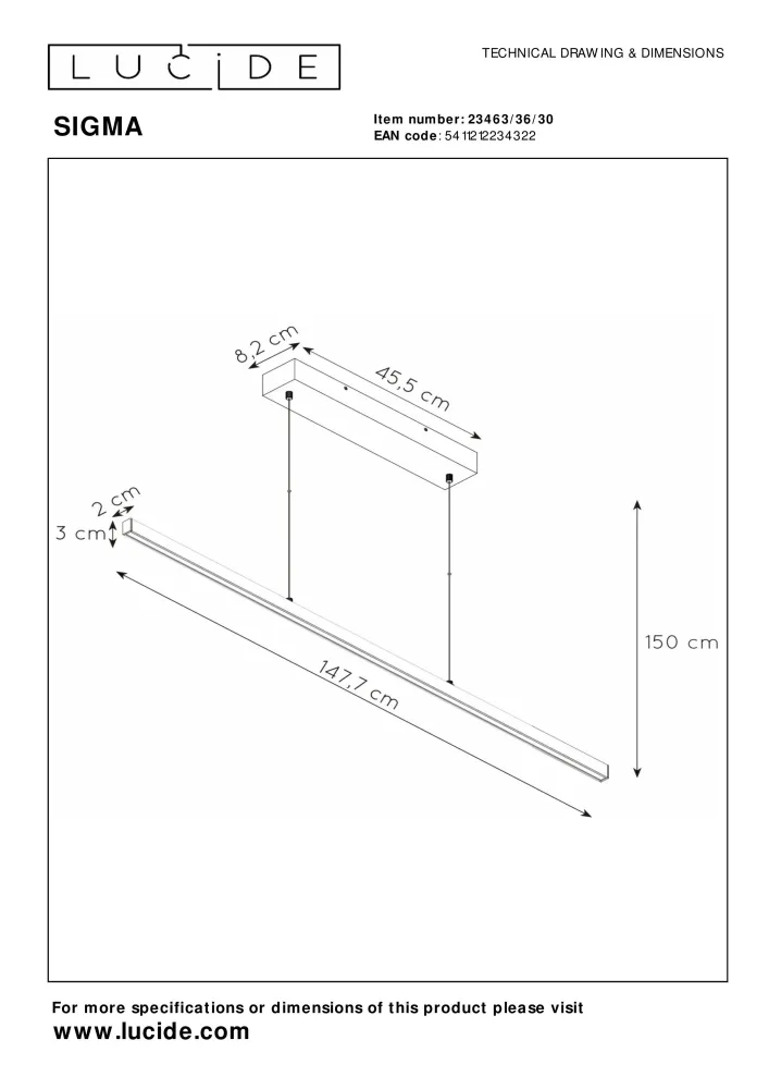 Hanglamp Sigma | 36 Watt | Zwart Lucide