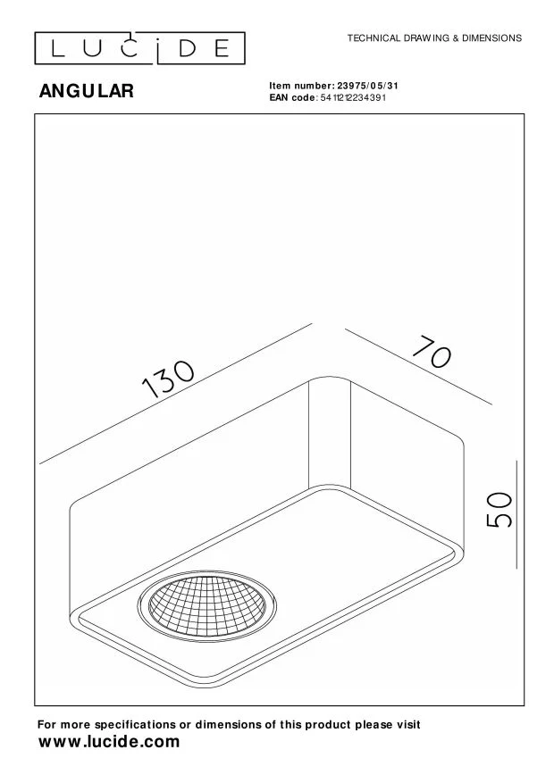 Lucide plafondspot ANGULAR - Geïntegreerde LED - Wit