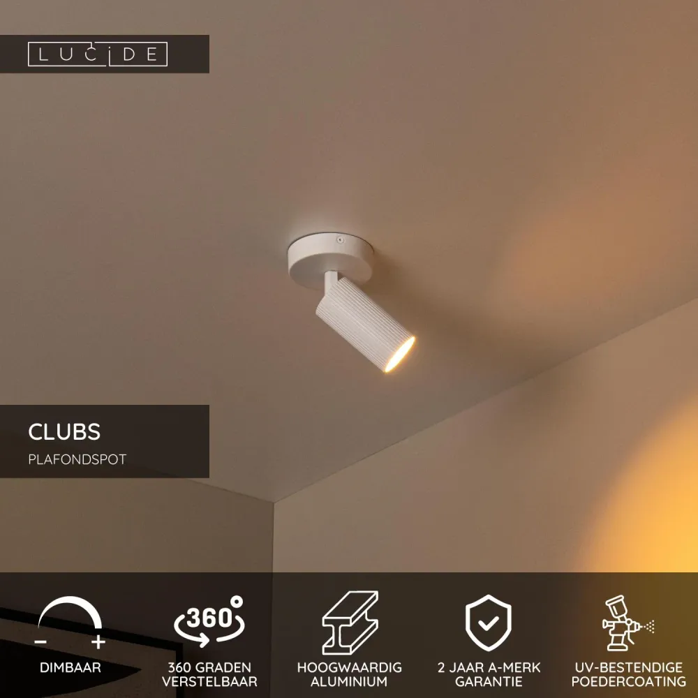 Lucide plafondspot CLUBS - 1xGU10 - Wit