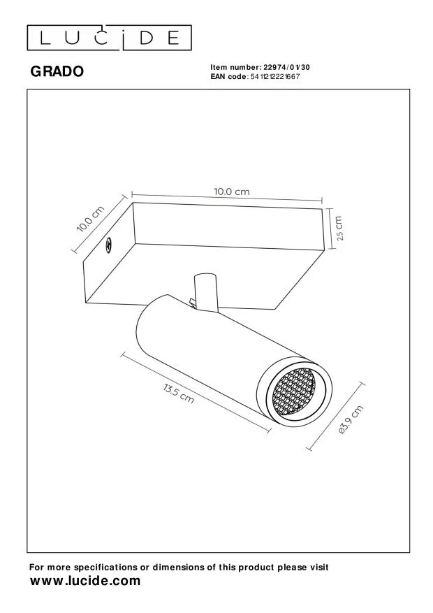 Lucide plafondspot GRADO - 1xGU10 (MR11) - Zwart