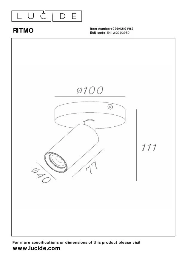 Lucide plafondspot RITMO - 1xGU10 (MR11) - Mat Goud / Messing