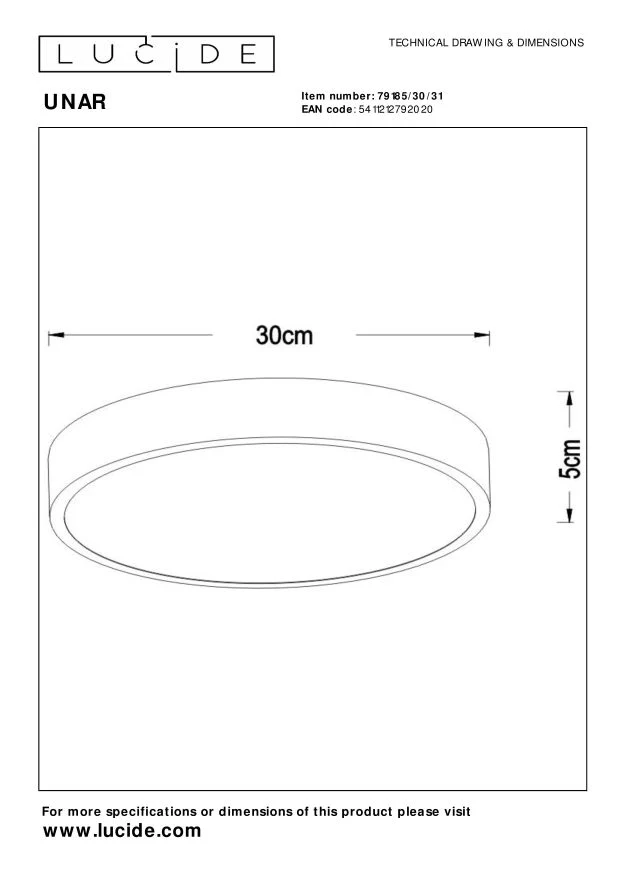 Lucide plafonnière UNAR - Geïntegreerde LED - Wit