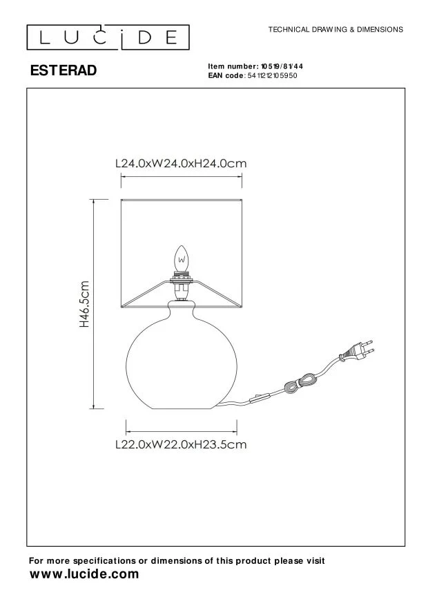 Lucide tafellamp ESTERAD - 1xE14 - Okergeel