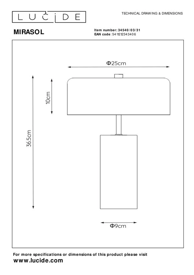 Lucide tafellamp MIRASOL - 3xG9 - Wit