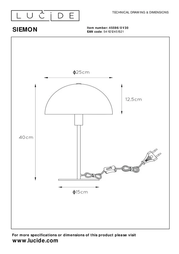 Lucide tafellamp SIEMON - 1xE14 - Zwart