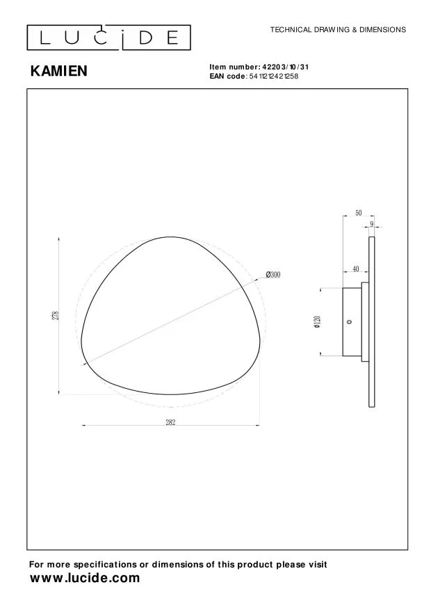 Lucide wandlamp KAMIEN - Geïntegreerde LED - Wit
