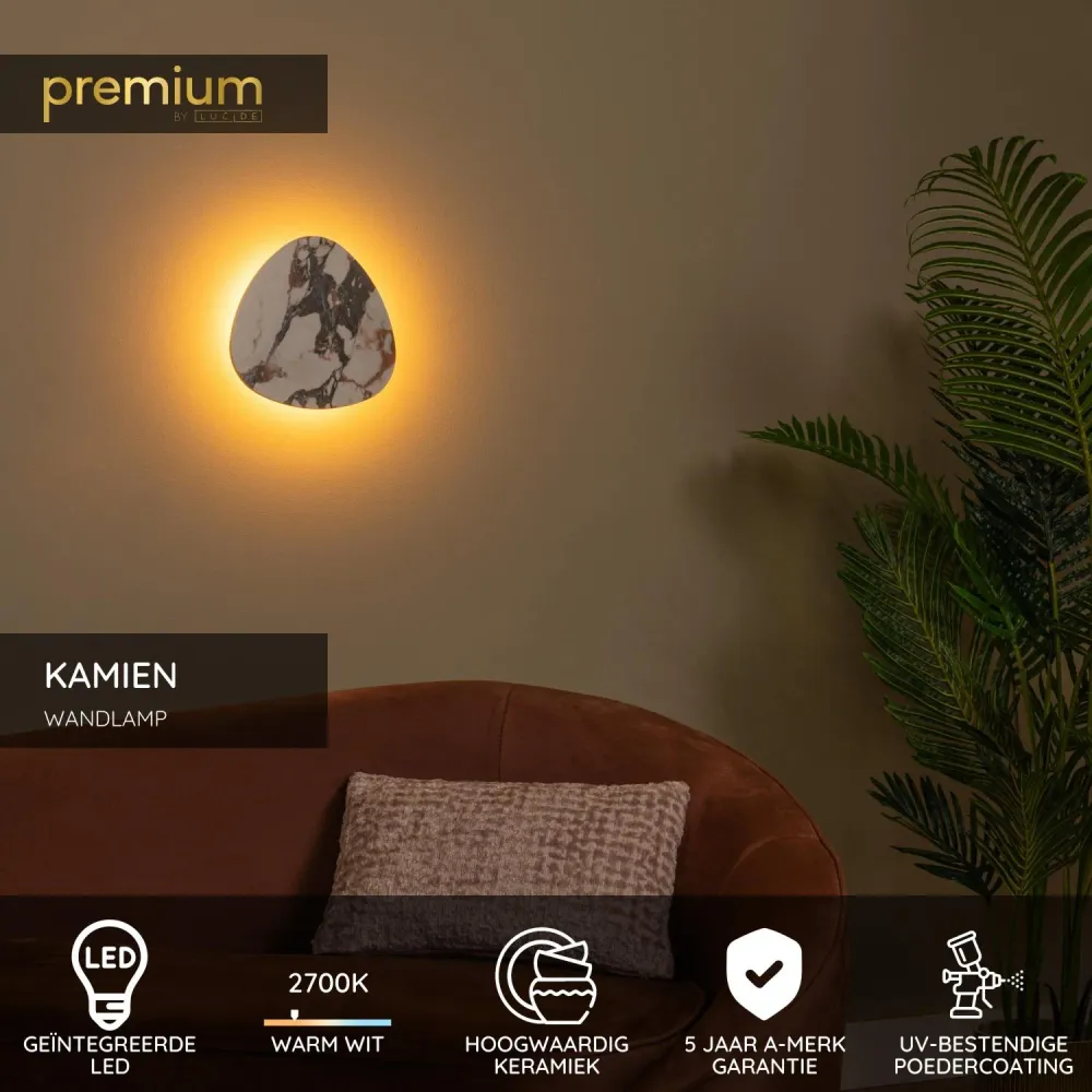 Lucide wandlamp KAMIEN - Geïntegreerde LED - Wit