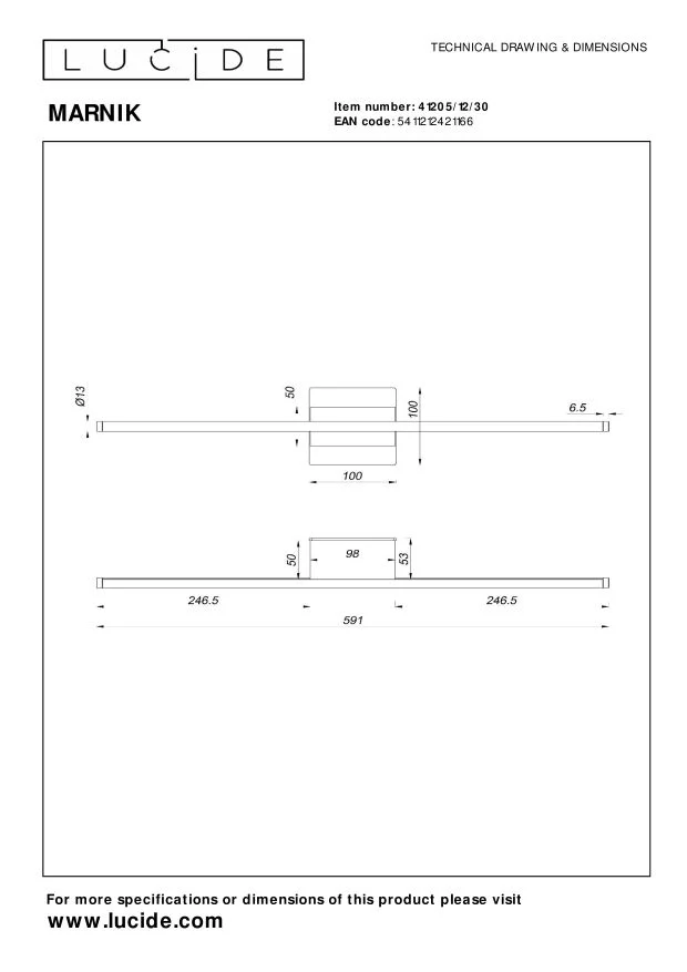 Lucide wandlamp MARNIK - Geïntegreerde LED - Zwart