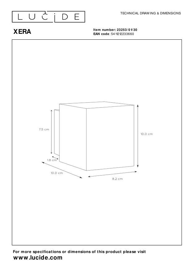 Lucide wandlamp XERA - 1xG9 - Zwart