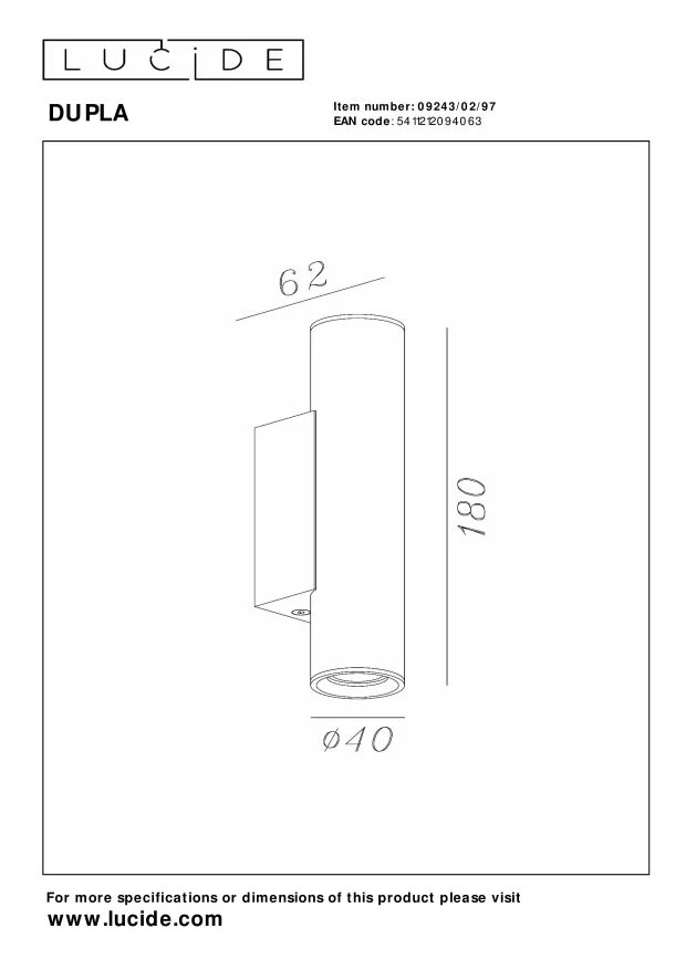 Lucide wandspot DUPLA - 2xGU10 (MR11) - Koffie