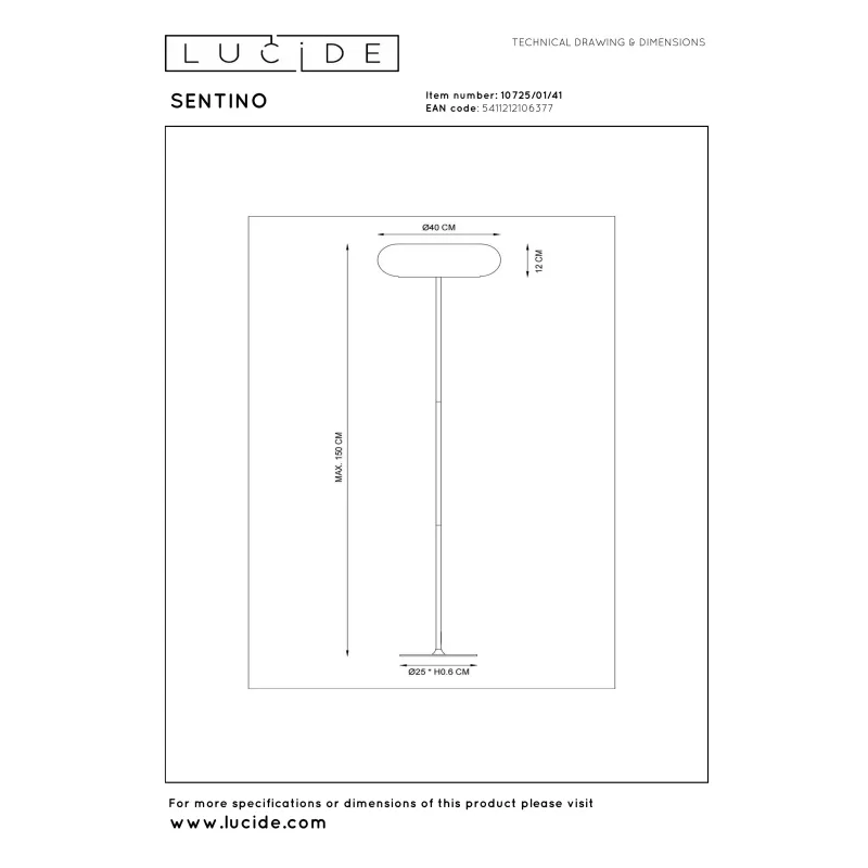 Vloerlamp Sentino | Ø 40 cm | Lucide