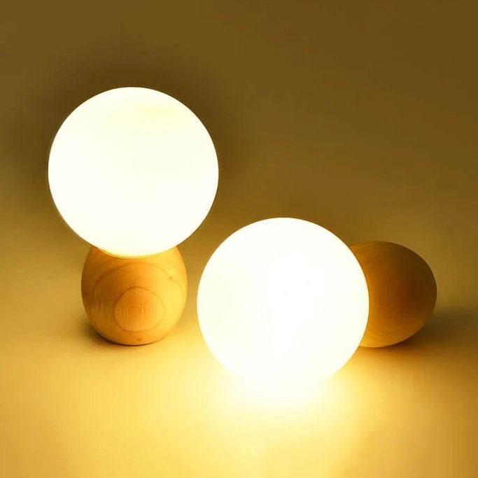 Moderne Houten Tafellamp met Glazen Kap Scandinavisch Design Lumio