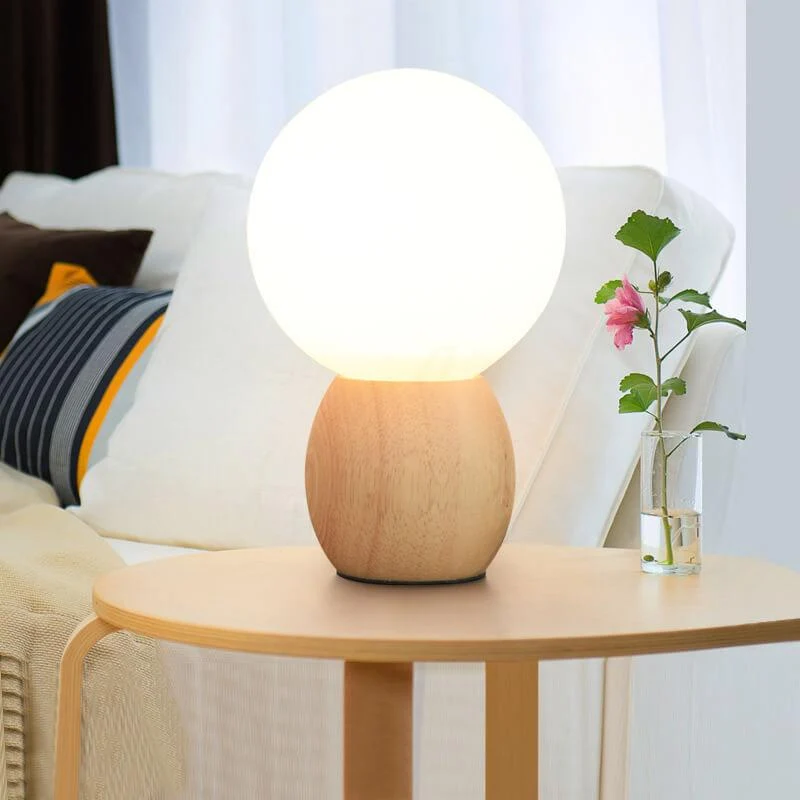 Moderne Houten Tafellamp met Glazen Kap Scandinavisch Design Lumio