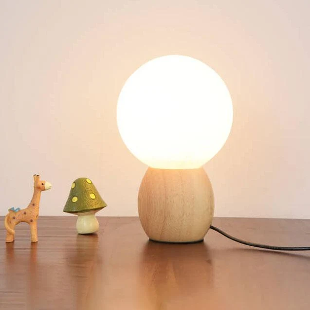 Moderne Houten Tafellamp met Glazen Kap Scandinavisch Design Lumio