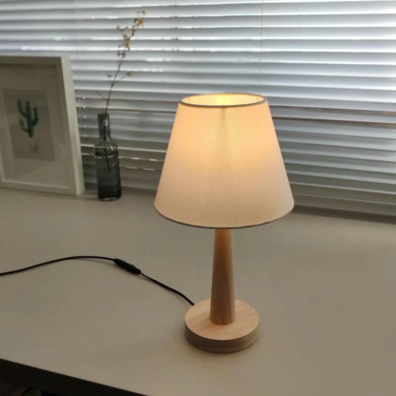 Moderne Houten Tafellamp met Stoffen Kap – E26 Plug- Lumio