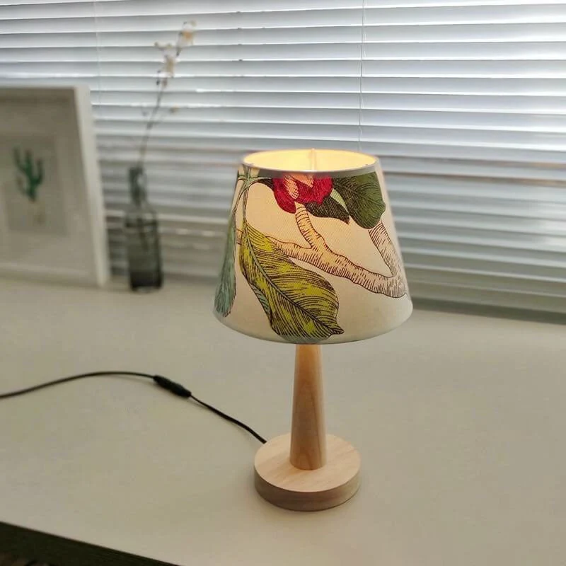 Moderne Houten Tafellamp met Stoffen Kap – E26 Plug- Lumio