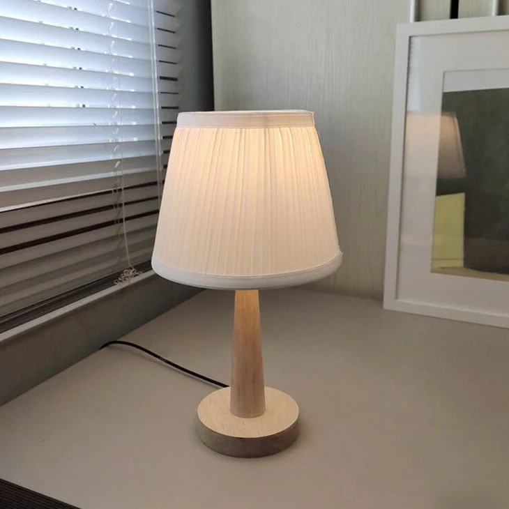 Moderne Houten Tafellamp met Stoffen Kap – E26 Plug- Lumio