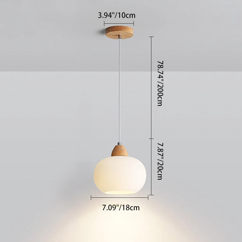 Scandinavische Houten Hanglamp – Witte Glazen Kap – Persimmon Design Lumio