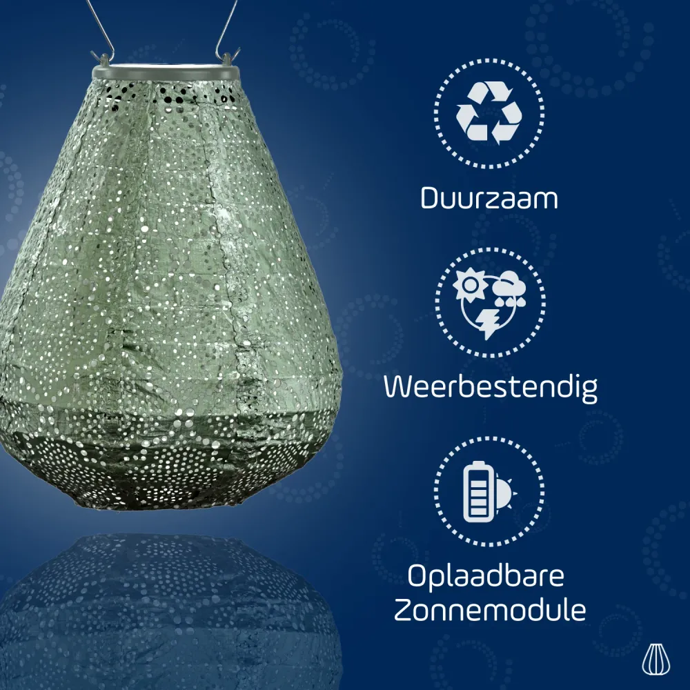Lumiz solar lampion - baar tulip - 20 cm - sage green