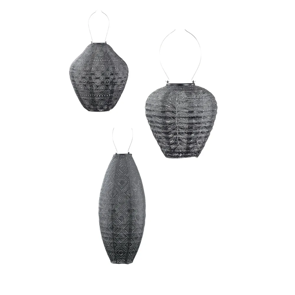 Lumiz solar lampion - donkergrijs set - 3 stuks