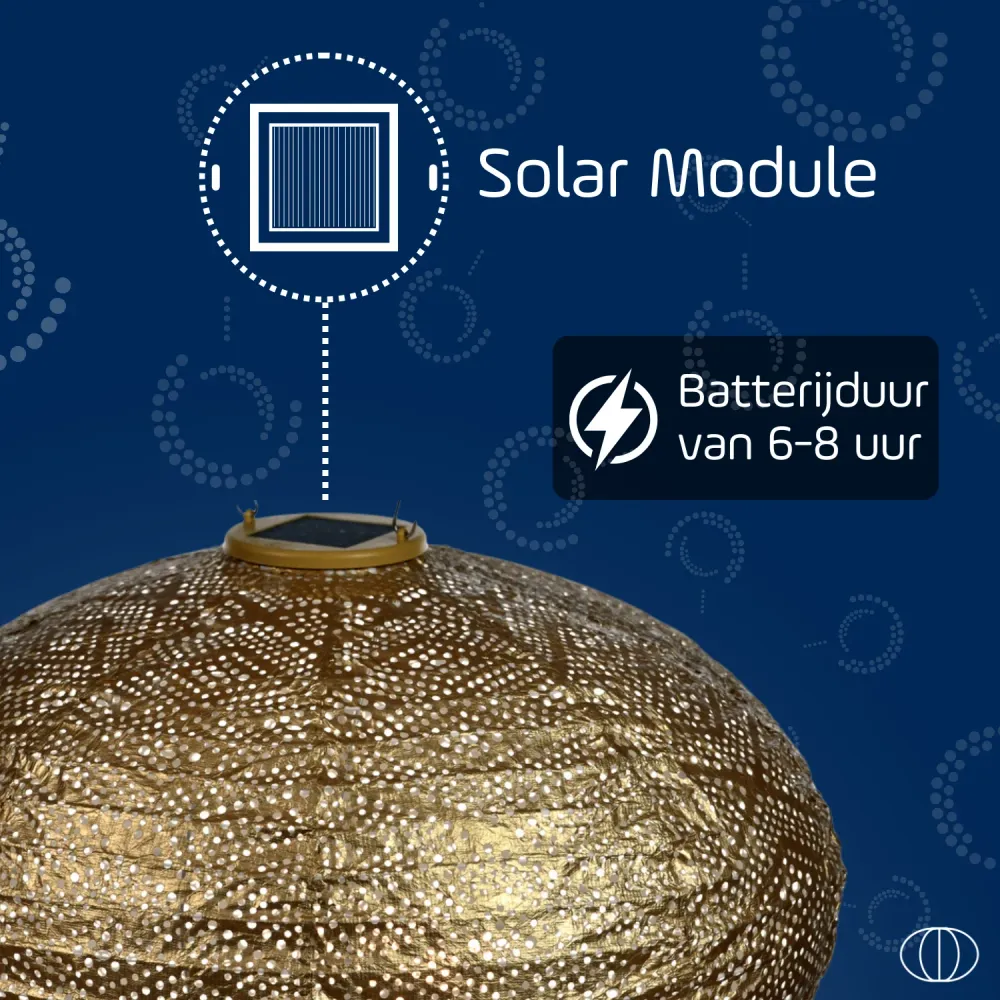 Lumiz solar lampion - ikat oval - 40 cm - goud