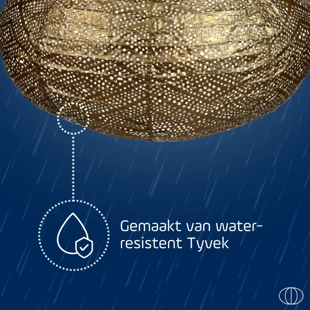 Lumiz solar lampion - ikat oval - 40 cm - goud