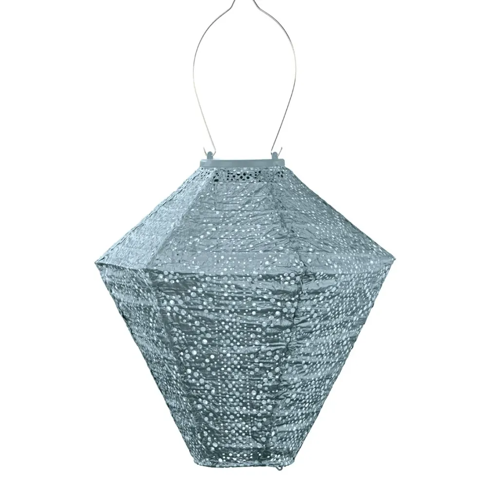 Lumiz solar lampion - lace diamond - 28 cm - grijs blauw