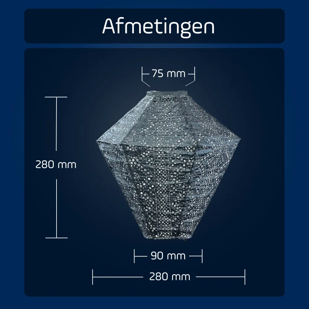 Lumiz solar lampion - lace diamond - 28 cm - grijs blauw