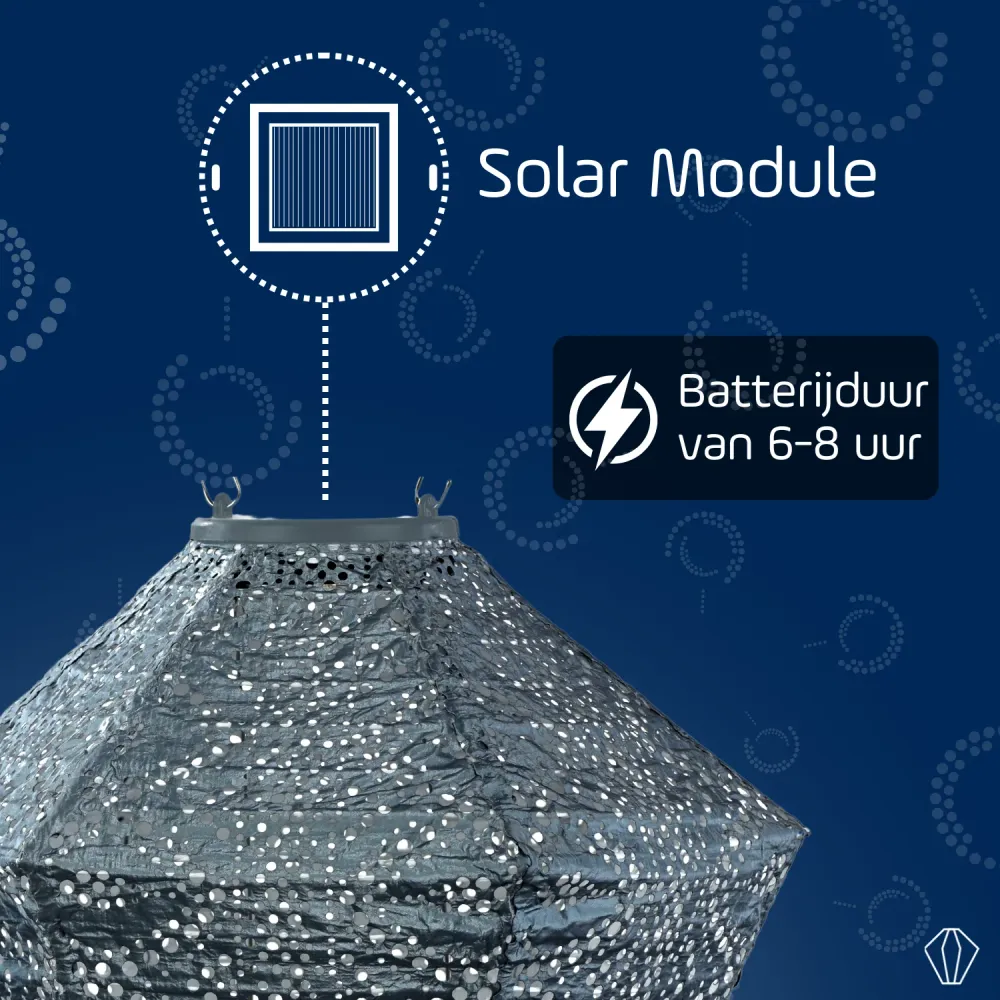 Lumiz solar lampion - lace diamond - 28 cm - grijs blauw