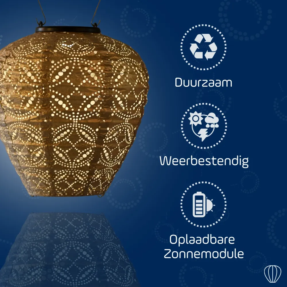 Lumiz solar lampion - mandela balloon - 20 cm - goud
