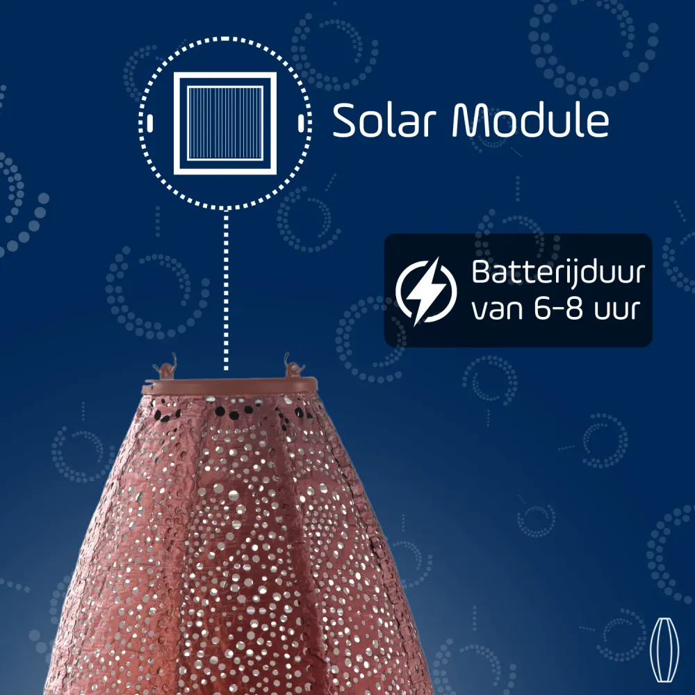 Lumiz solar lampion - paisley long oval - 20 cm - koper