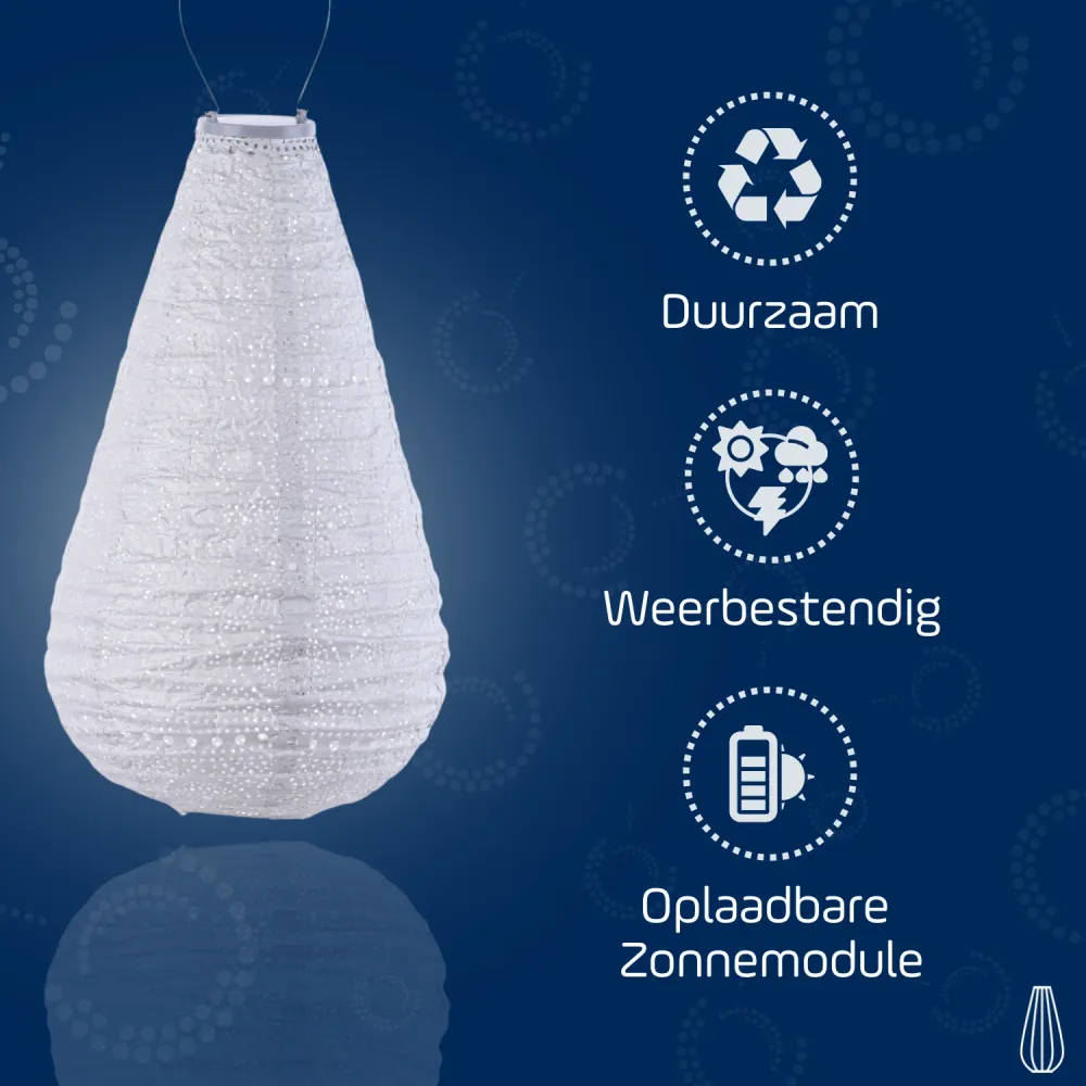 Lumiz solar lampion - spectare drop - 28 cm - zilver