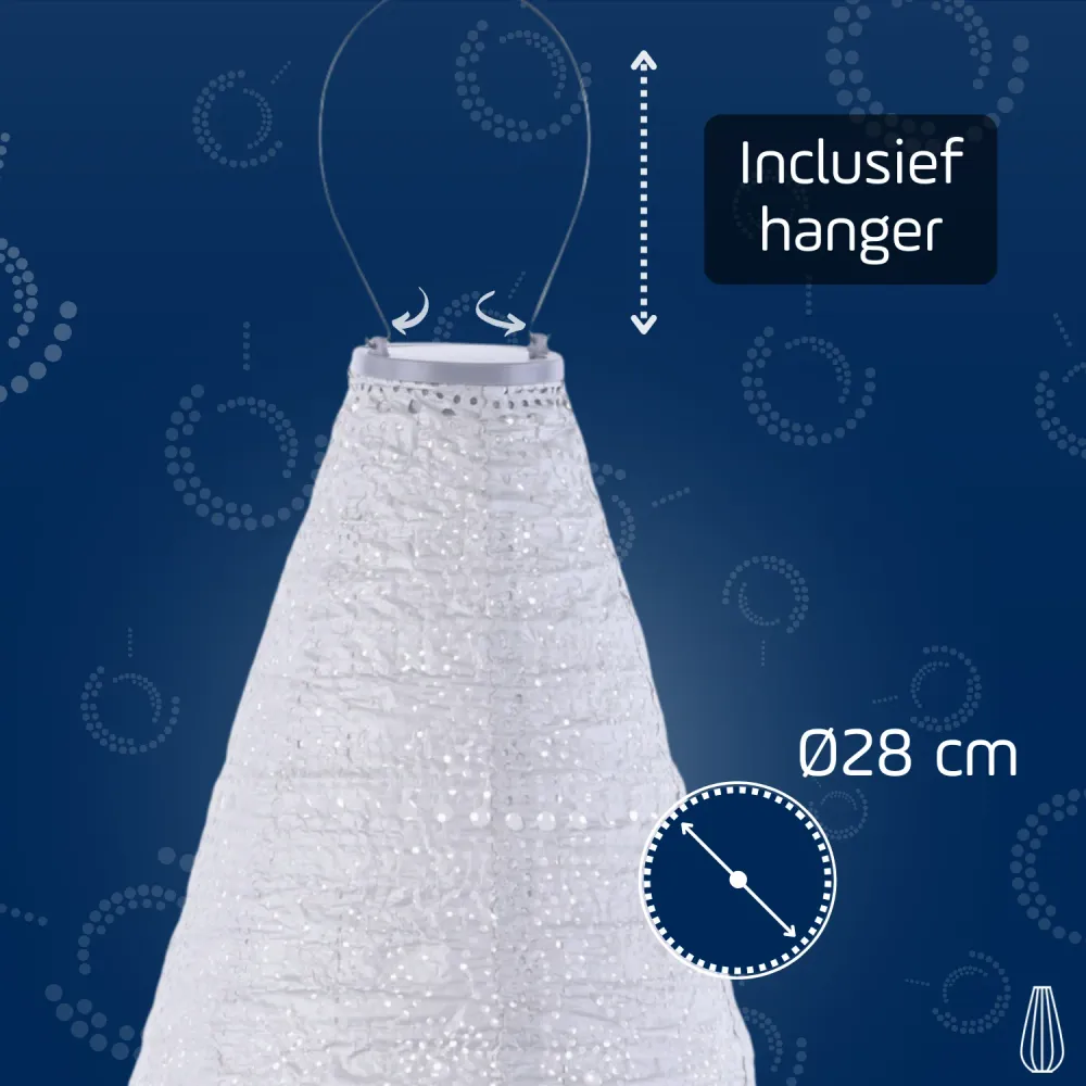 Lumiz solar lampion - spectare drop - 28 cm - zilver