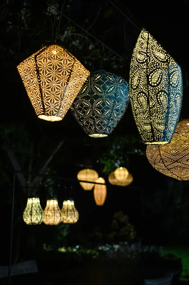 Solar Lampion Balloon XL Sashiko Light Taupe Lumiz