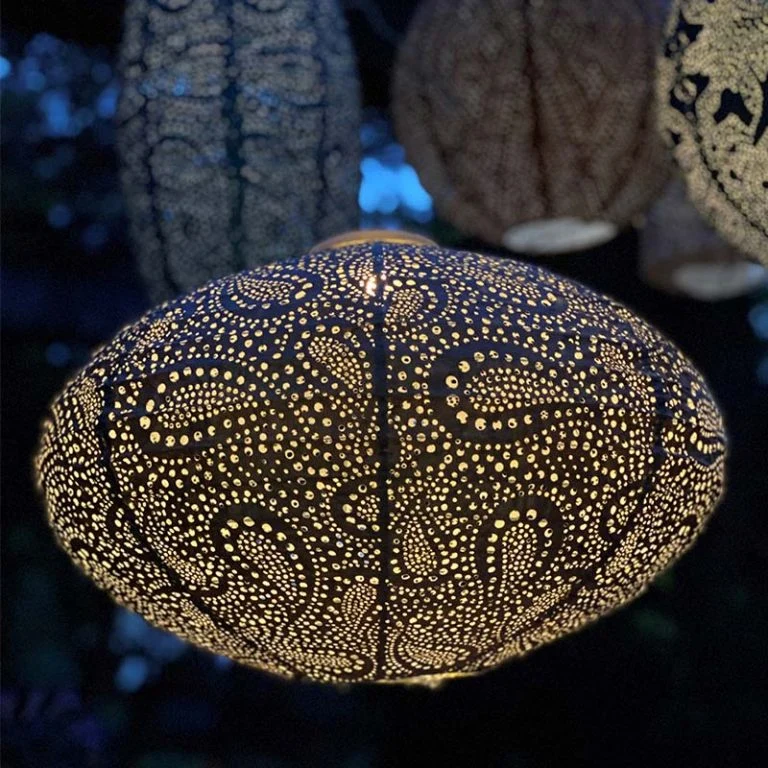 Solar Lampion Oval Paisley Taupe Lumiz