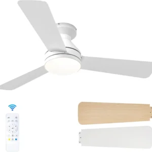 LuxiLamps - 5 Blad Plafondventilator - Moderne LED Ventilator - 3 Snelheden - Bedienbaar Met Afstandsbediening - 132 cm -...