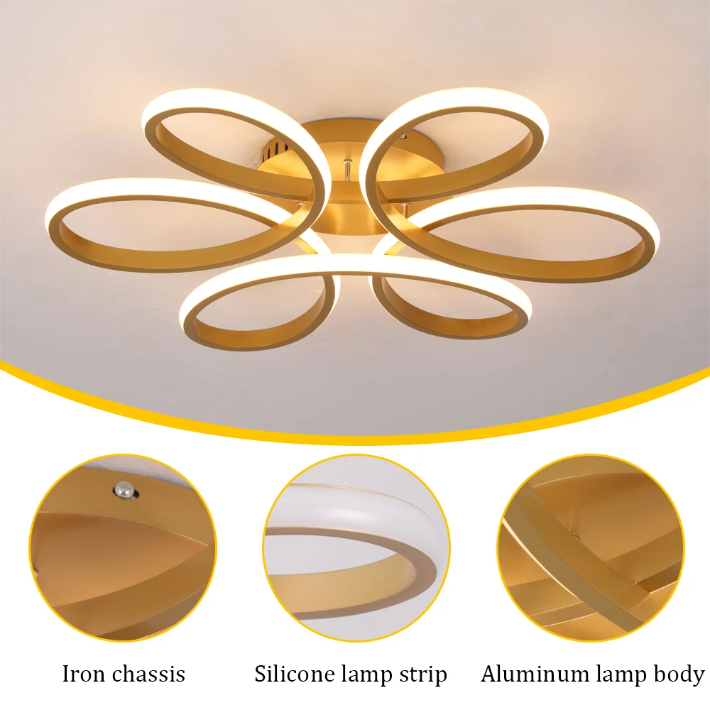 LuxiLamps - Krullen Plafondlamp - Dimbaar Met Afstandsbediening - Goud - 59 cm - Woonkamerlamp - Slaapkamerlamp - Moderne...