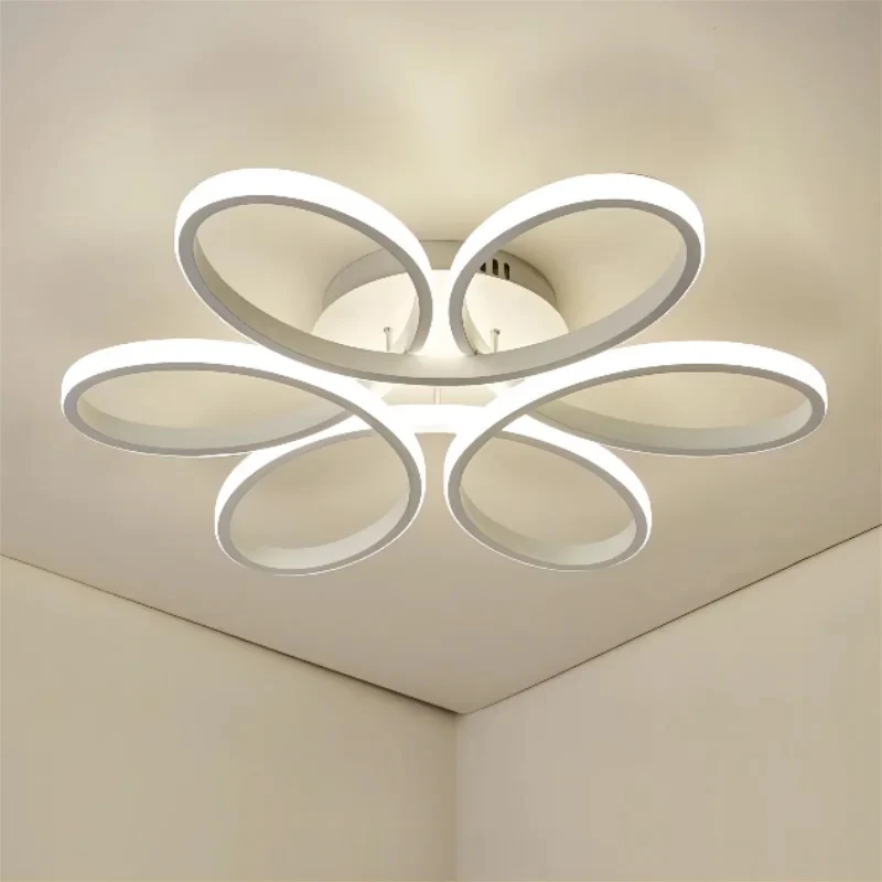 LuxiLamps - Krullen Plafondlamp - Warm Wit - 59 cm - Woonkamerlamp - Wit - Slaapkamerlamp - Moderne lamp - Plafonniere