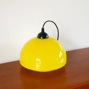 Suspension en opaline jaune Mushroom design, 1970 Ma boutique