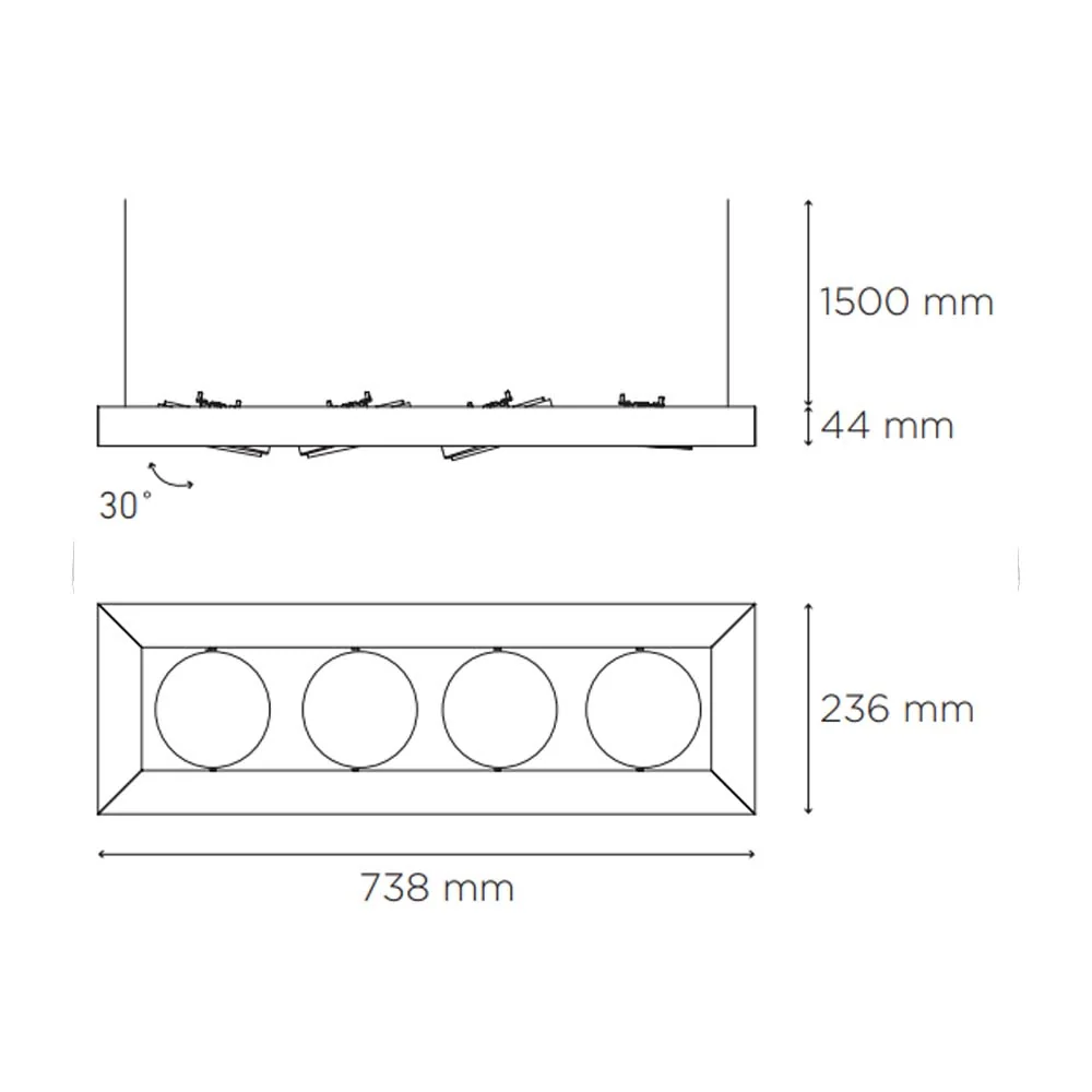 LUMINARIO ALPHA SUSPENDIDO IV L LED BLANCO *** NO INCLUYE LAMPARA *** ELECTROMAG MAGG