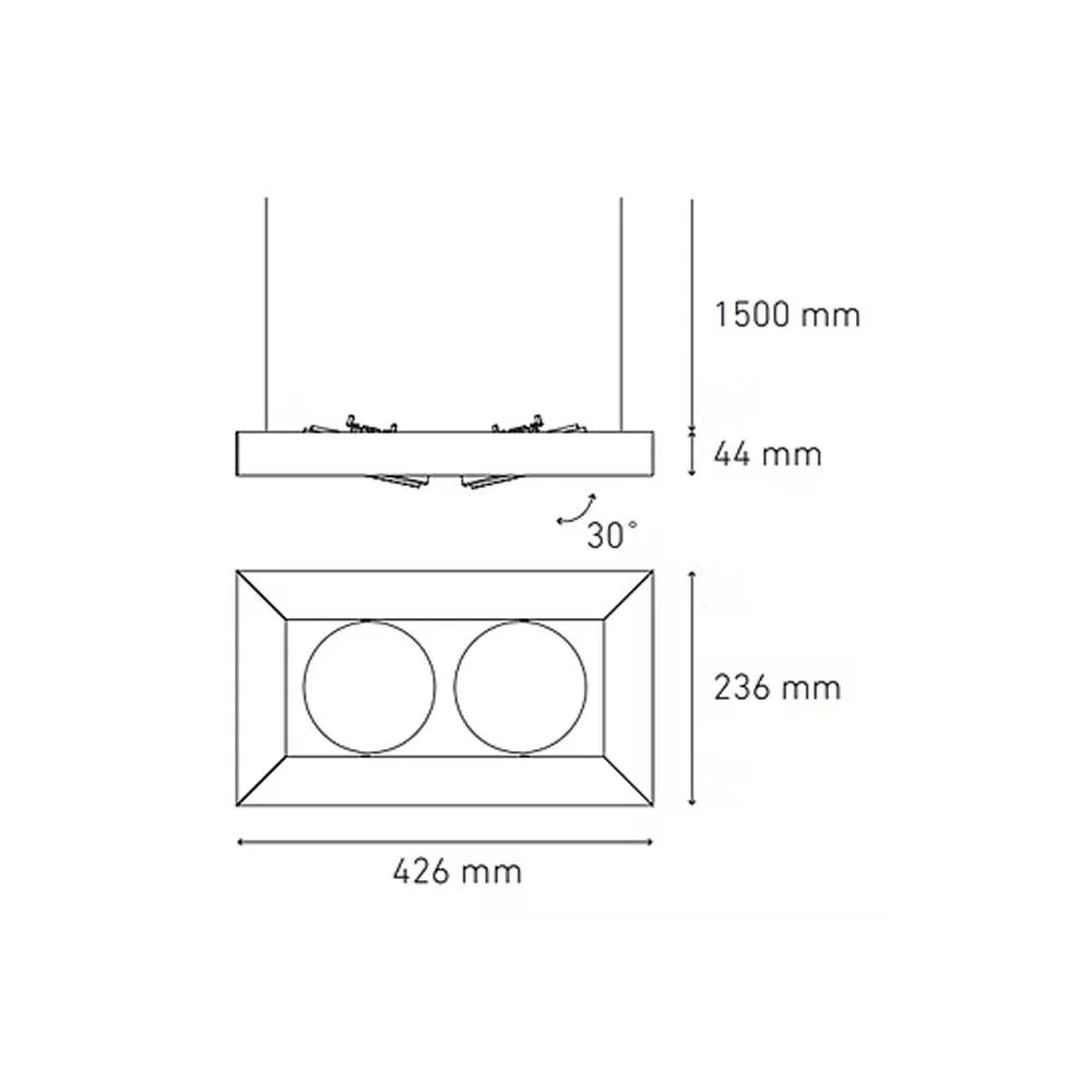 LUMINARIO ALPHA SUSPENDIDO II LED NEGRO *** NO INCLUYE LAMPARA *** ELECTROMAG MAGG