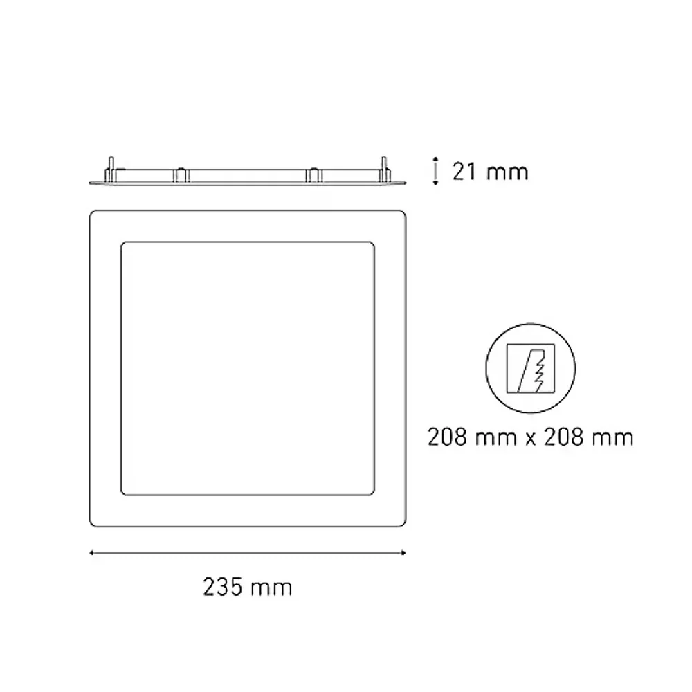 LUMINARIO LED DOWNLIGHT LUNA FLAT SQ 18 STD 18W/100-305V. BLANCO 4000K LUZ NEUTRA ELECTROMAG MAGG