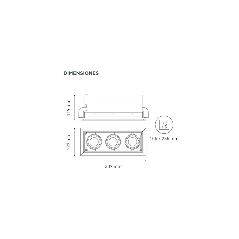 LUMINARIO LED DOWNLIGHT POINTS MINI III 24.5W/100-240V. 15 NEGRO 3000K LUZ CALIDA ELECTROMAG MAGG