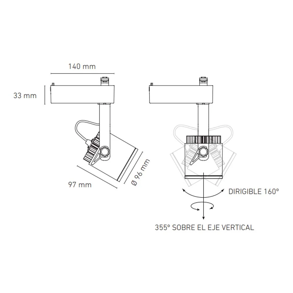 LUMINARIO LED RIEL 20W/100-305V. 24 C20-R BLANCO 3000K LUZ CALIDA ELECTROMAG MAGG